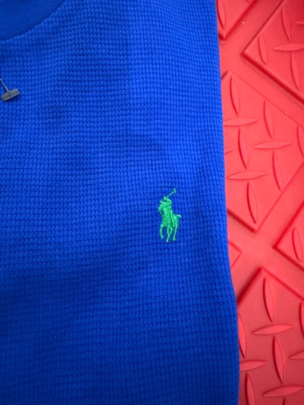 Polo Ralph Lauren Top XL (18-20) Waffle Knit Royal Blue Long Sleeve - Picture 4 of 4